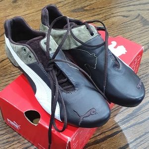 Puma Brown White Leather Athletic Shoes